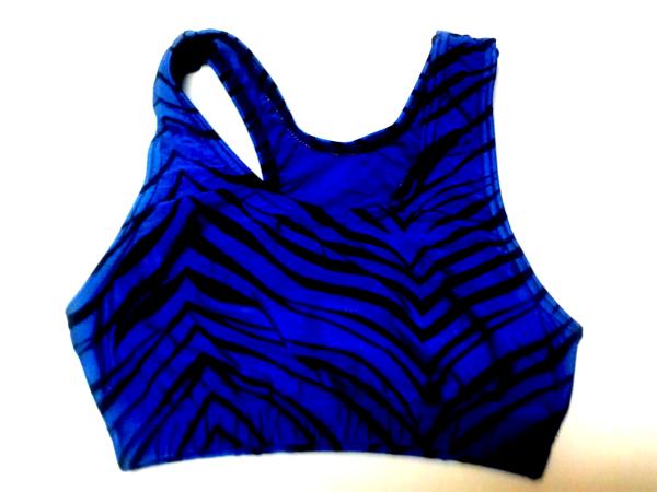 Royal Blue and Black Zebra Razorback Bra Top