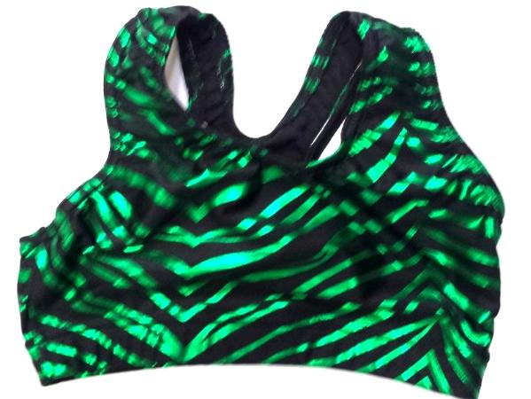 Green Metallic Zebra Sports Bra - LIMITED SELECTION