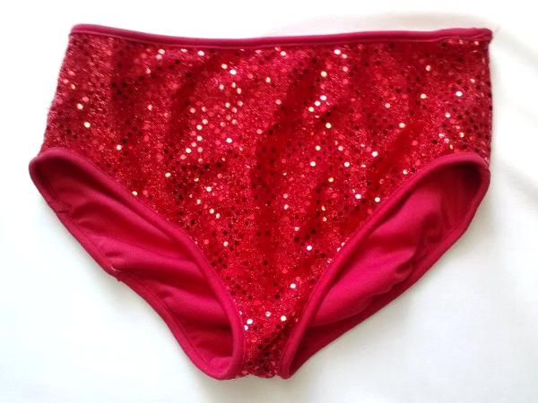 CLZOUD Female Underwear Red Polyester Girls Sequins Beads Ballet